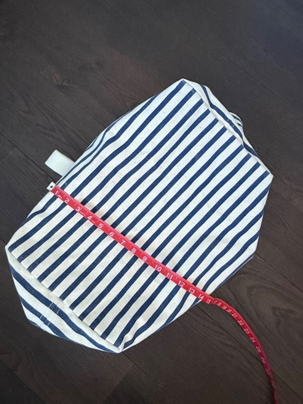 BAGGU Navy Stripe Canvas Weekender Duffel Travel Tote Recycled Cotton - Picture 7 of 8